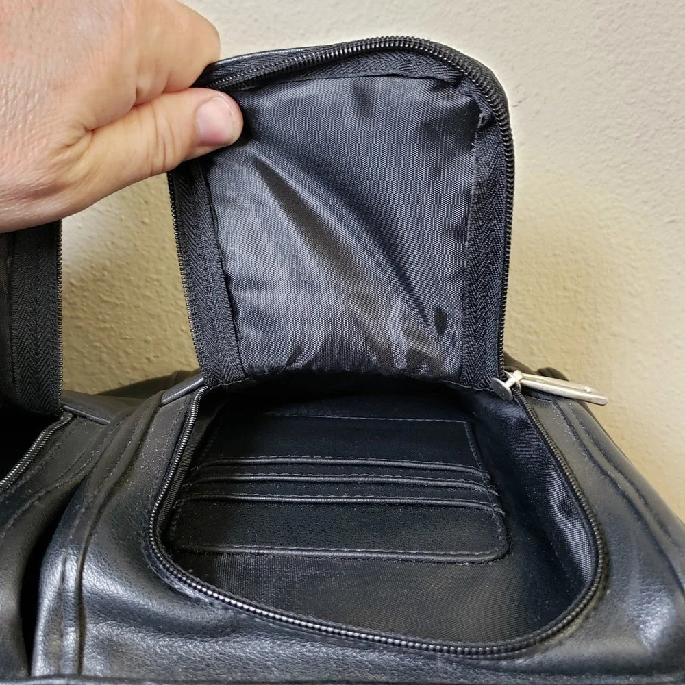 American Tourister Leather Briefcase Black‎ Office Commuter Bag Travel Buisness